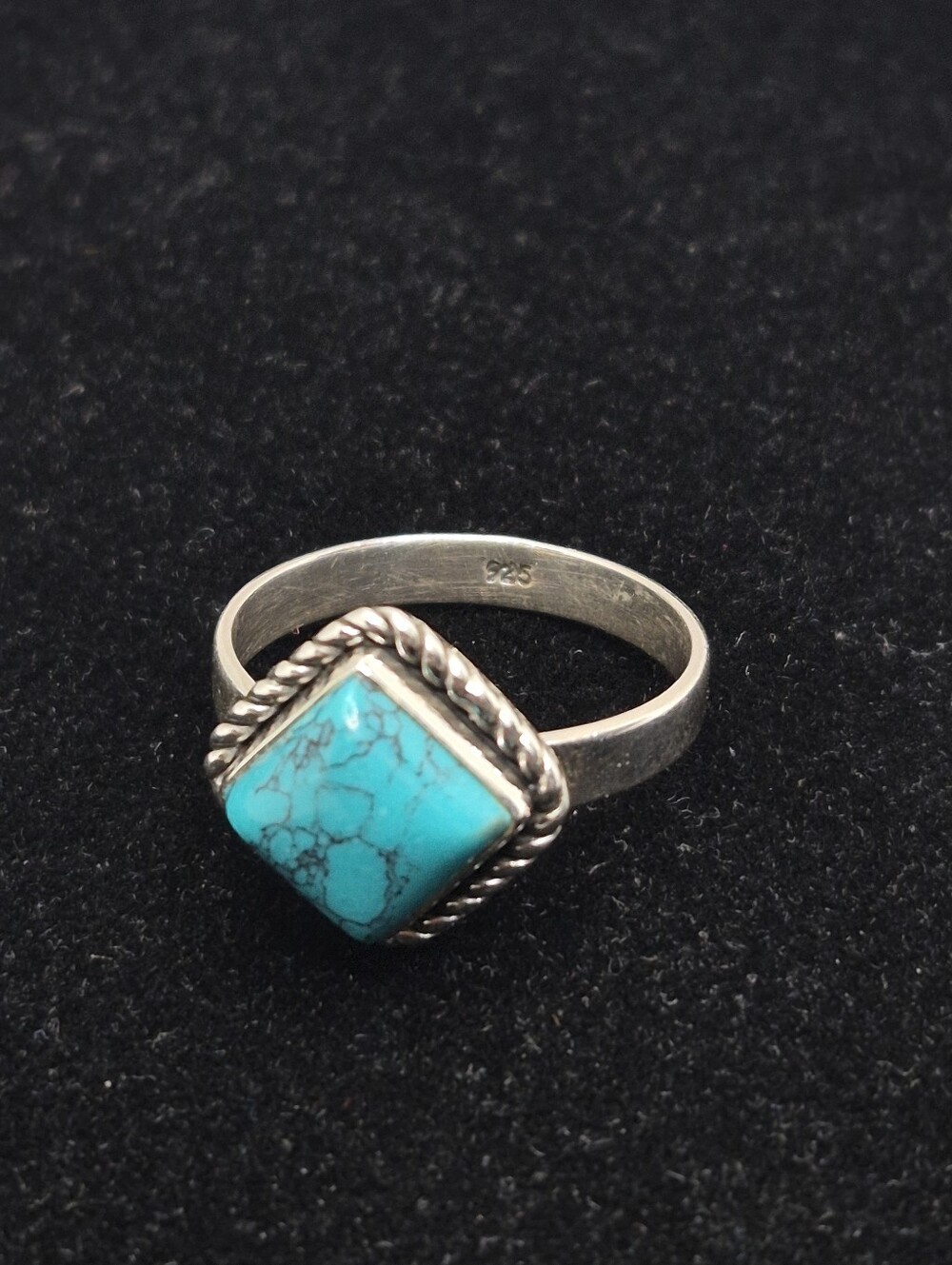 .925 Sterling Silver Women's Square Turquoise Ring, Jewelry Brand new - Picture 2 of 5